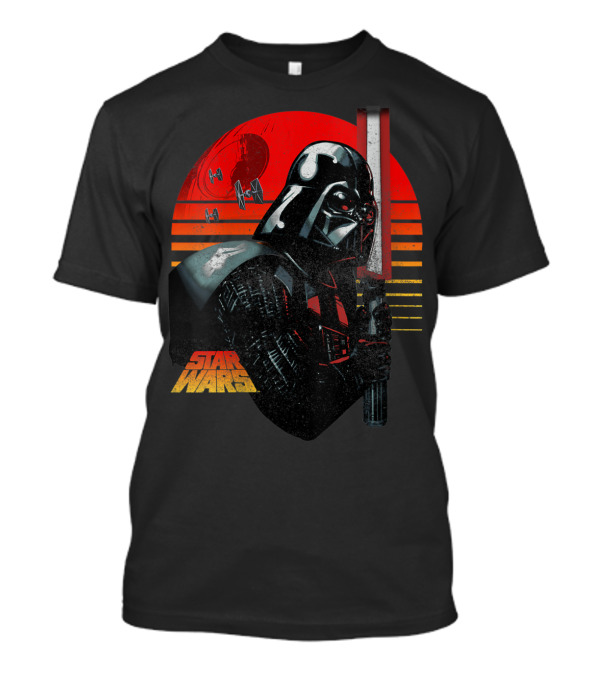 Star Wars Darth Vader Sunset Stripes With TIE Fighters T-Shirt