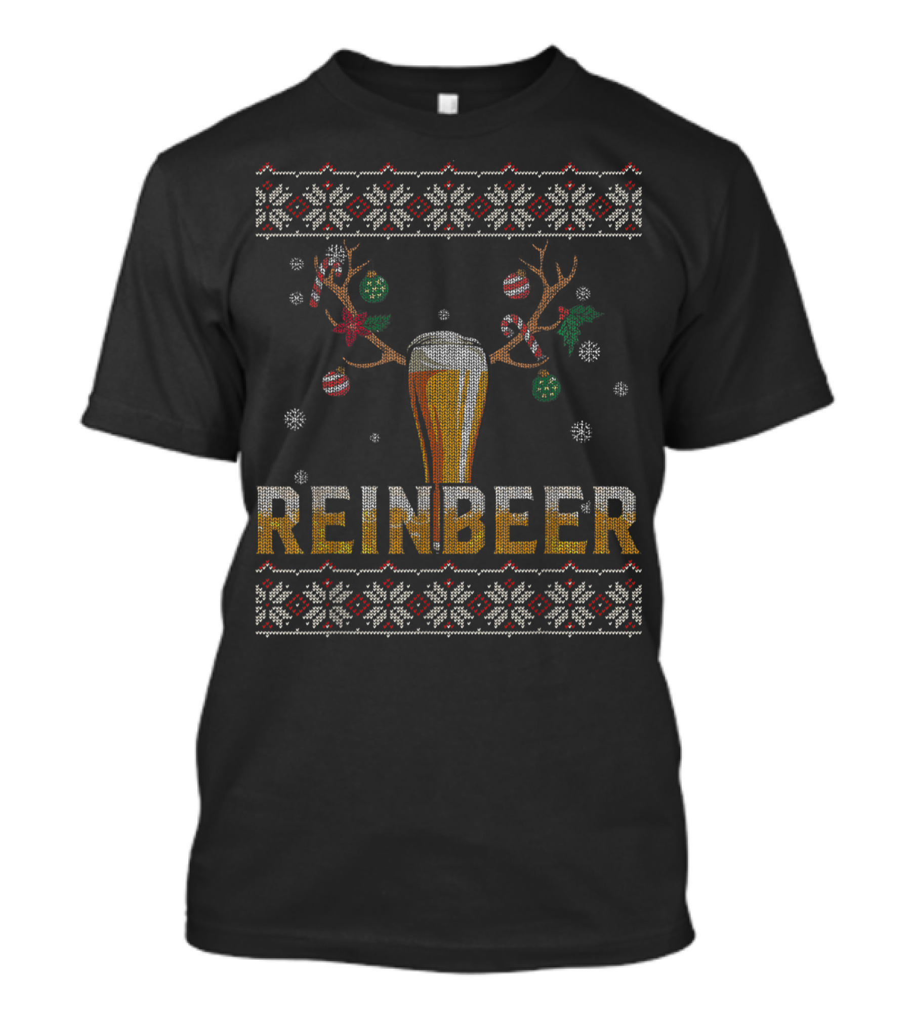 Christmas Funny Drinking Beer Reindeer Reinbeer Ugly T-Shirt