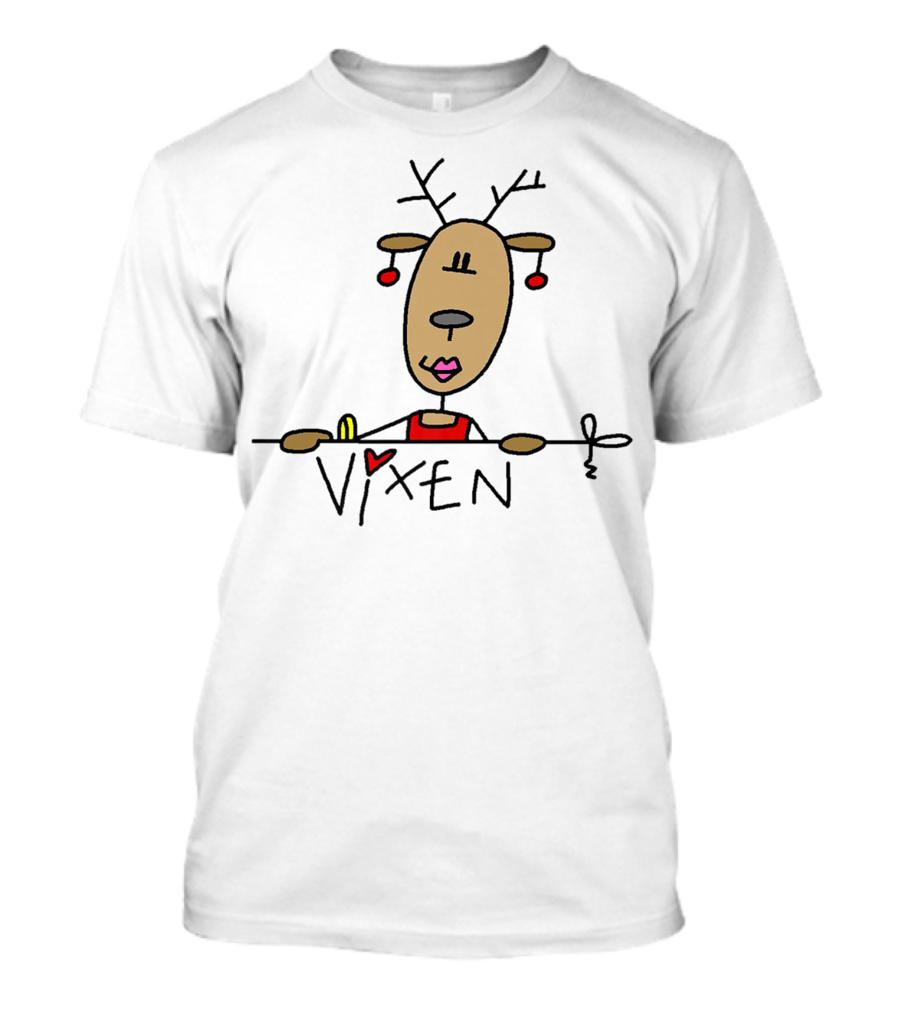 VIXEN CHRISTMAS REINDEER WITH RED HEART T-Shirt