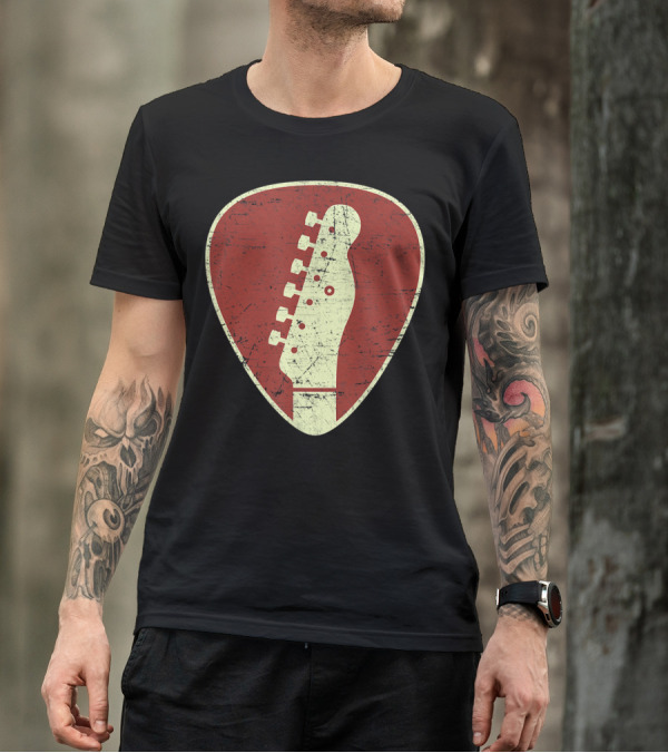 Electric Guitar Kids Vintage Pick Headstock Silhouette Retro T-Shirt
