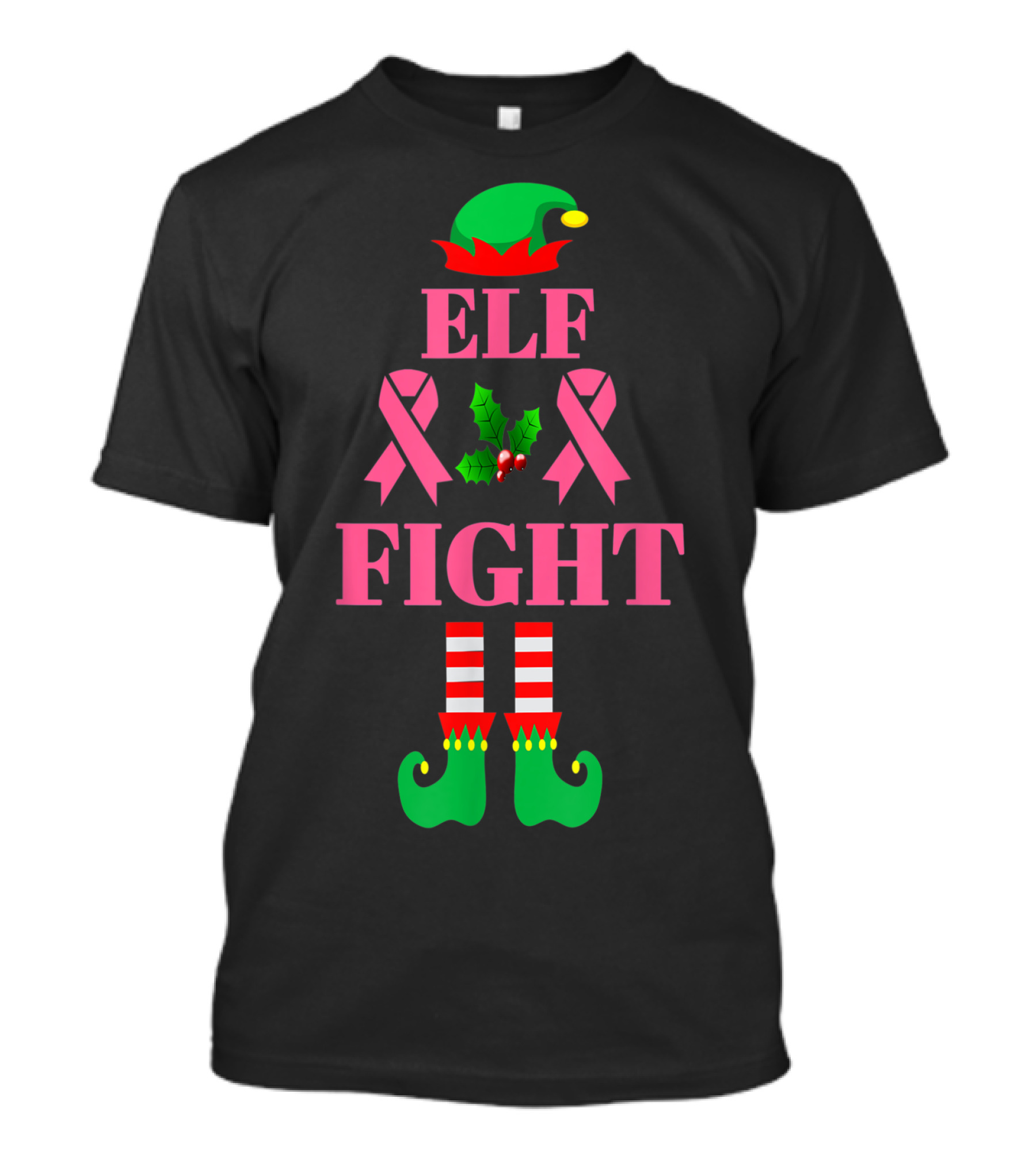 ELF FIGHT BREAST CANCER MATCHING FAMILY GROUP HOLIDAY SPIRIT T-Shirt