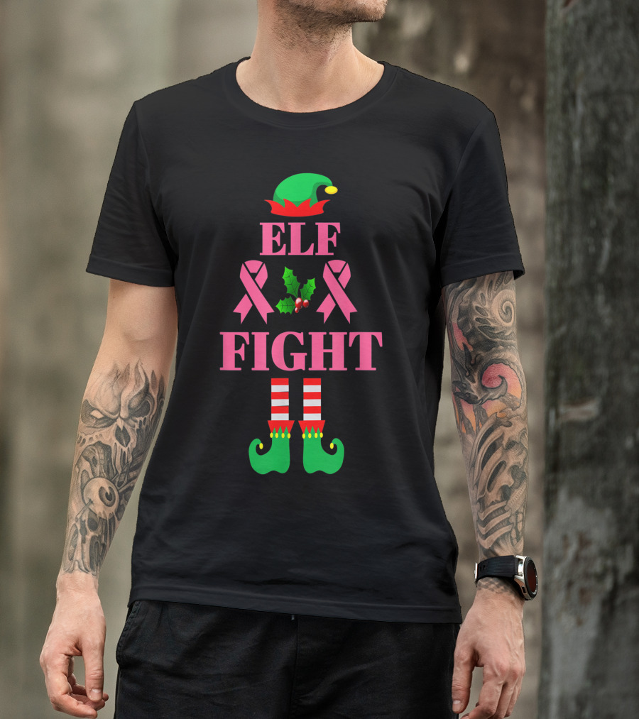 ELF FIGHT BREAST CANCER MATCHING FAMILY GROUP HOLIDAY SPIRIT T-Shirt