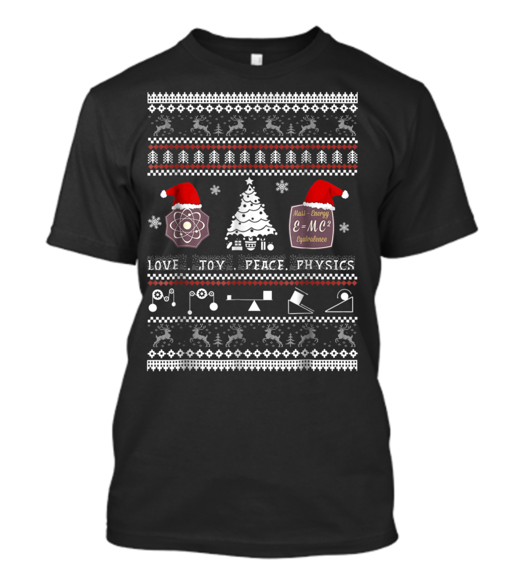 LOVE JOY PEACE PHYSICS FUNNY CHRISTMAS E=MC2 T-Shirt