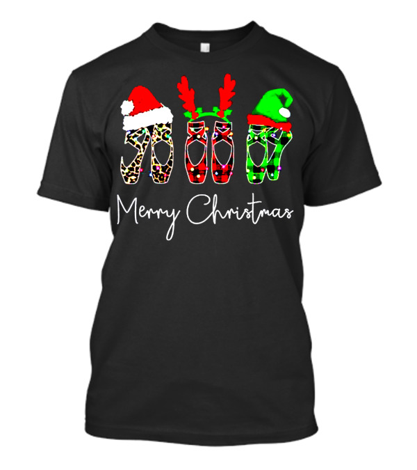 Ballet Dancer Ballerina Merry Christmas Festive Shoes T-Shirt