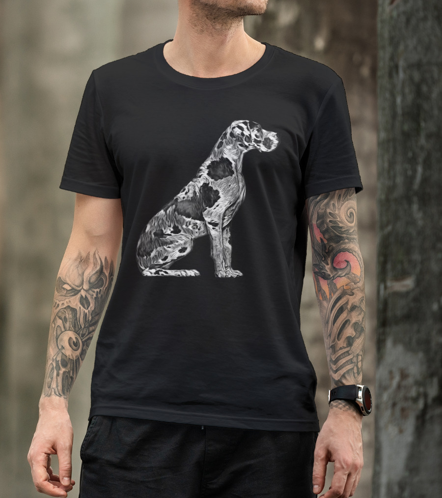 Black And White Great Dane Dog Profile T-Shirt