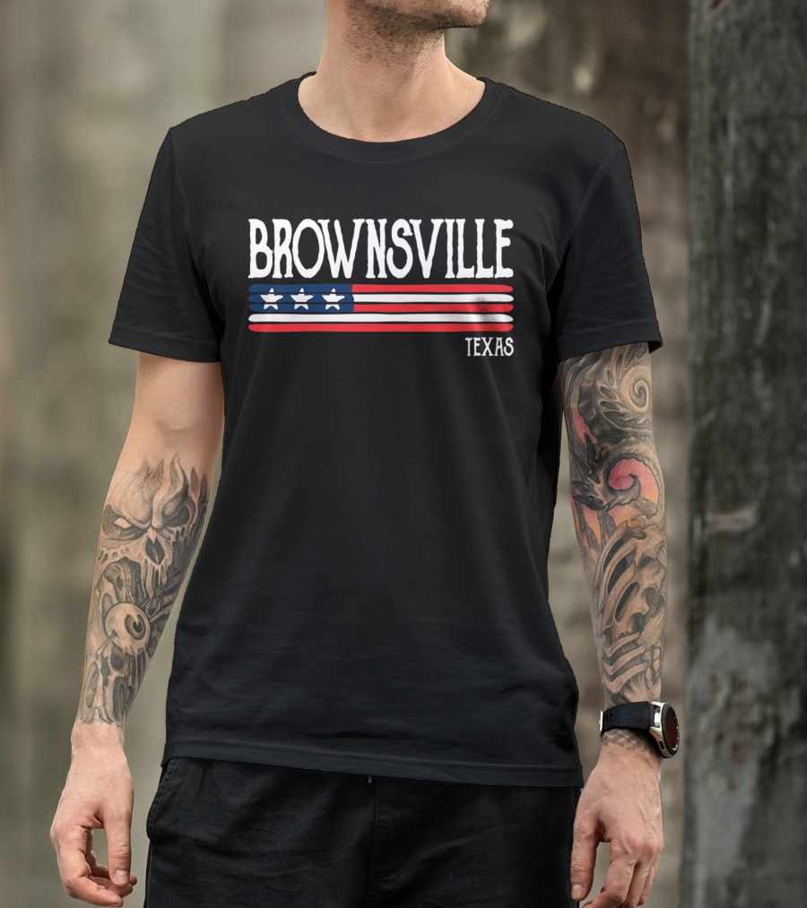 BROWNSVILLE TEXAS Stars And Stripes Banner T-Shirt