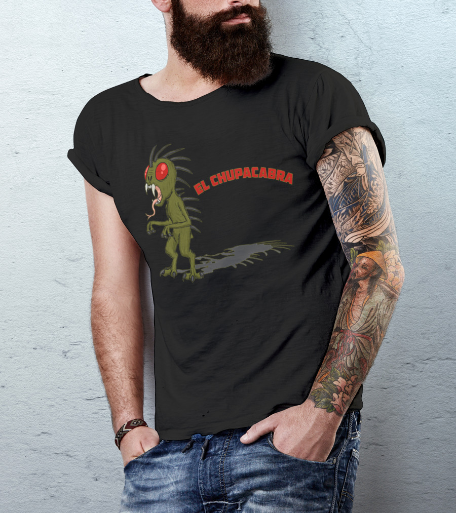 El Chupacabra Stands Fangs Bared Red Eyes Scary T-Shirt