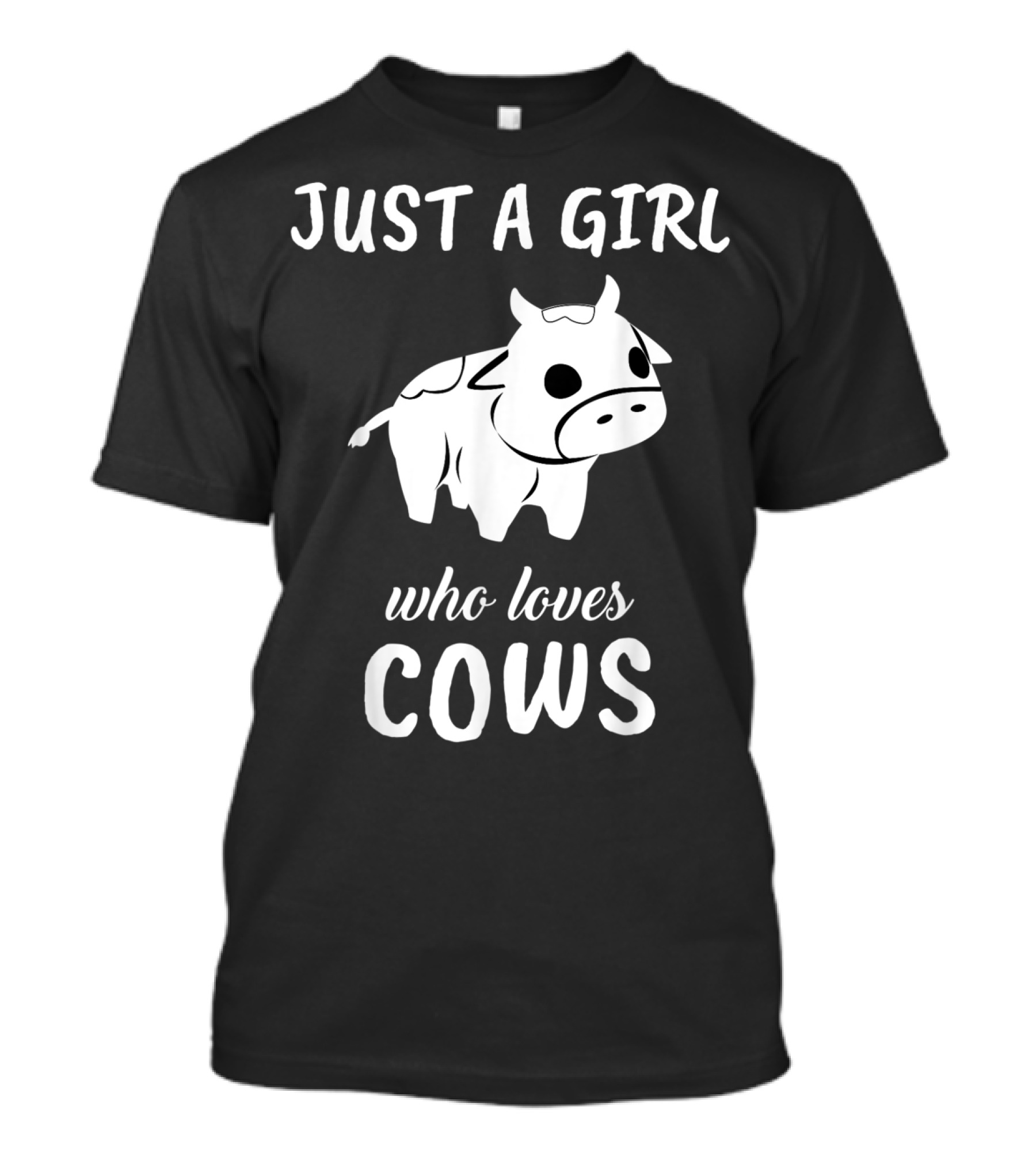 Just A Girl Who Loves Cows Cute Cow Cartoon T-Shirt