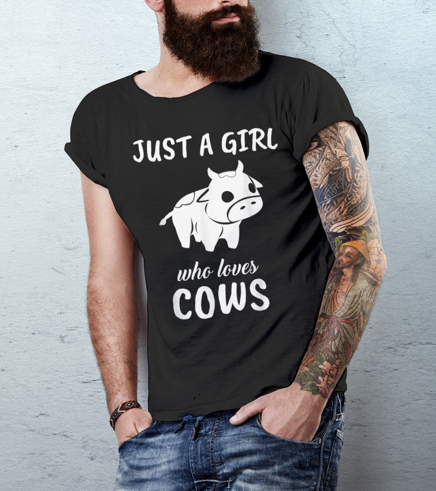 Just A Girl Who Loves Cows Cute Cow Cartoon T-Shirt