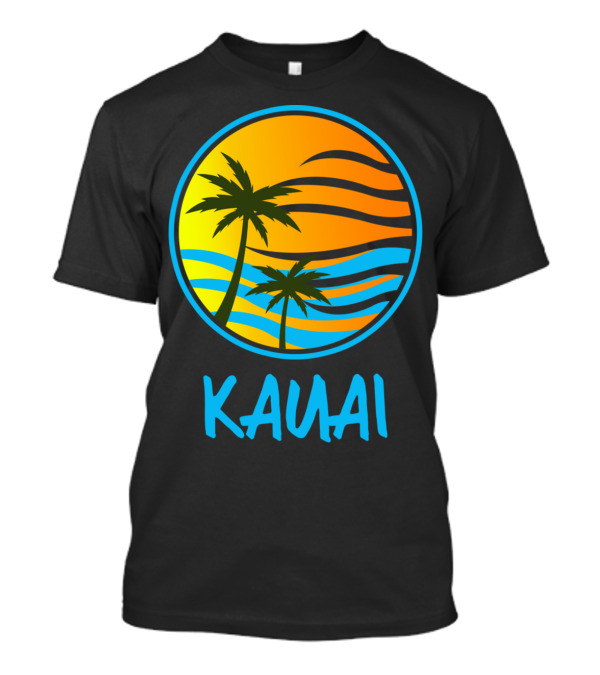 Kauai Vintage Stylish Island Palms With Sunset Waves T-Shirt