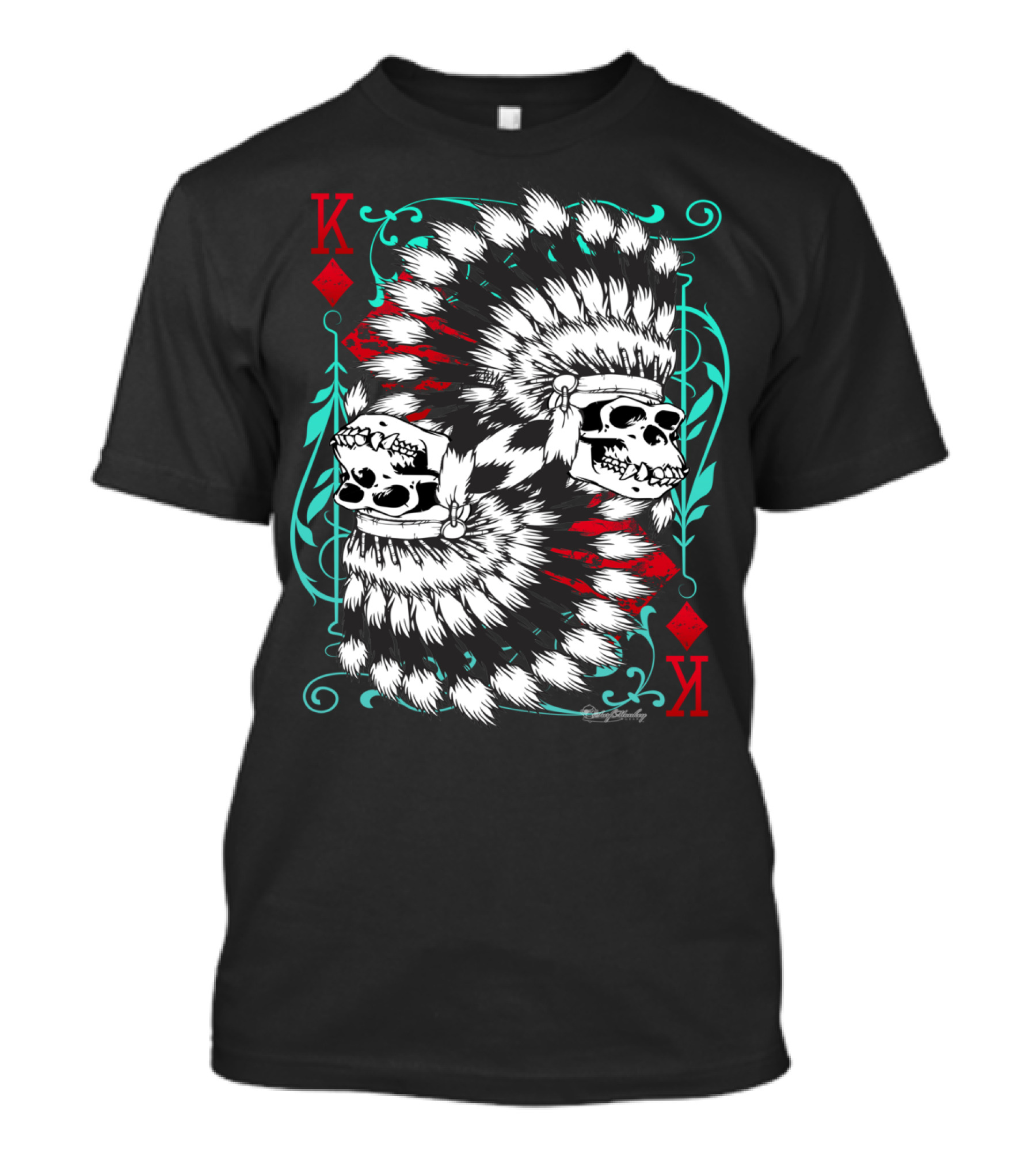 Monkey King Of Diamonds Skull Headdress Playing Card T-Shirt