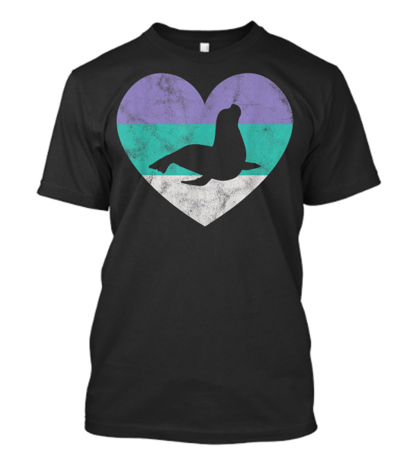 Sea Lion Heart Vintage Stripes T-Shirt