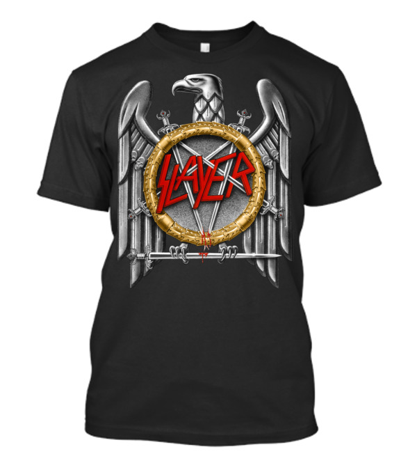 Slayer Eagle Crest Logo With Swords And Golden Circle T-Shirt