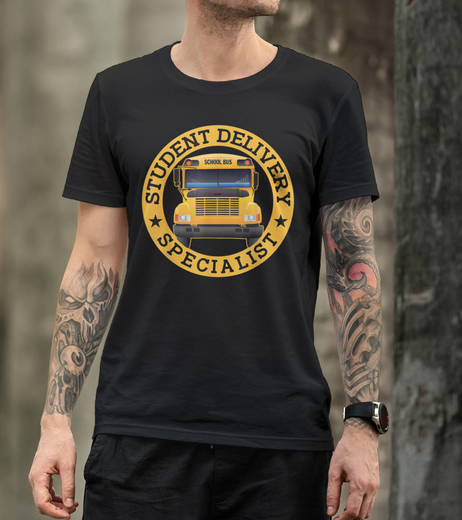 Student Delivery Specialist School Bus Badge T-Shirt