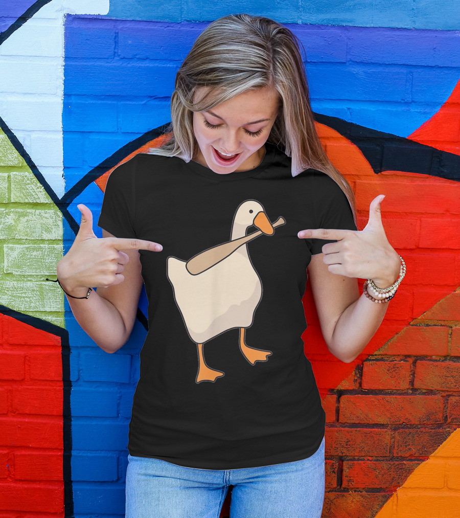 Untitled Goose Funny Game With Bat Carrying Goose T-Shirt