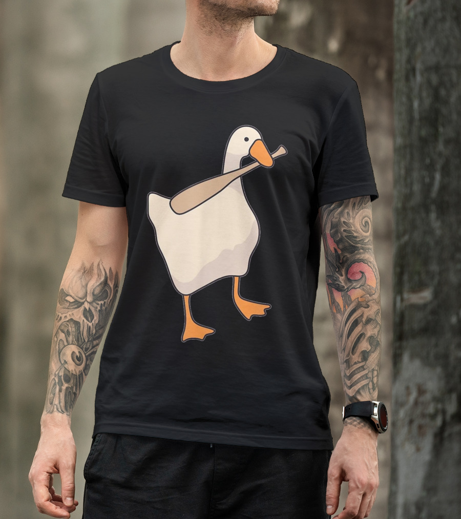 Untitled Goose Funny Game With Bat Carrying Goose T-Shirt