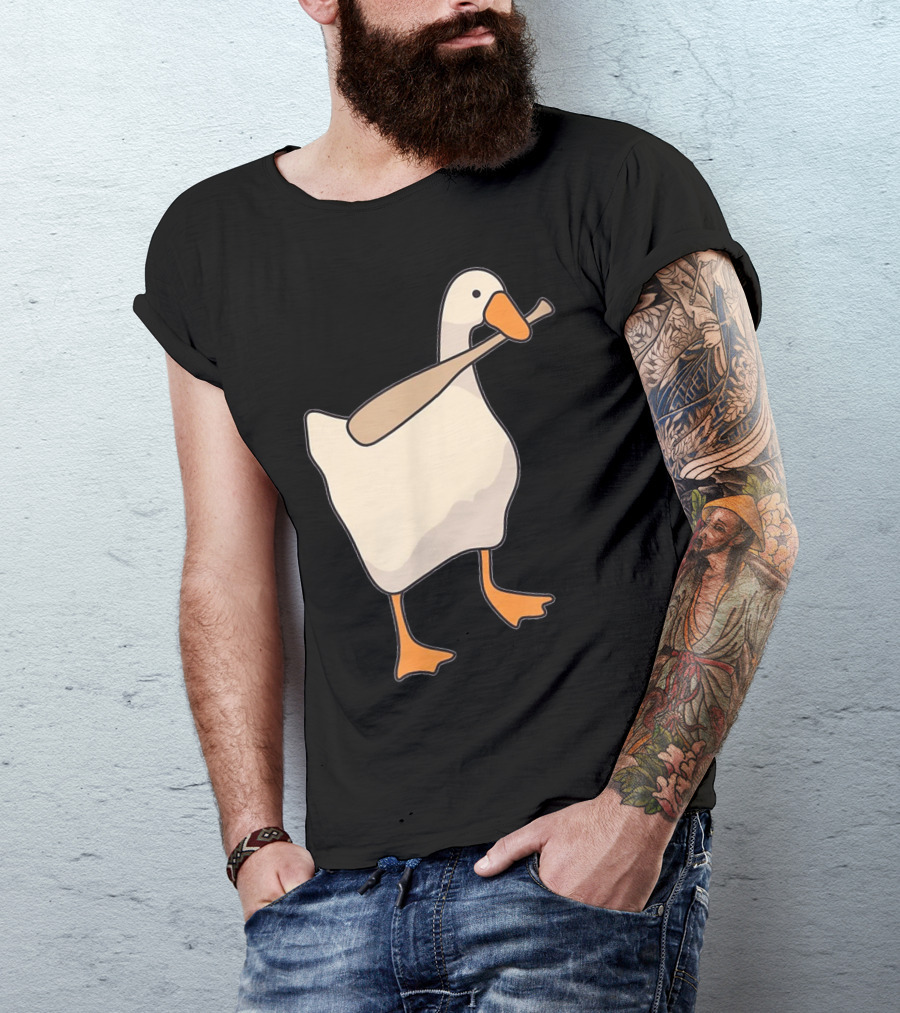 Untitled Goose Funny Game With Bat Carrying Goose T-Shirt