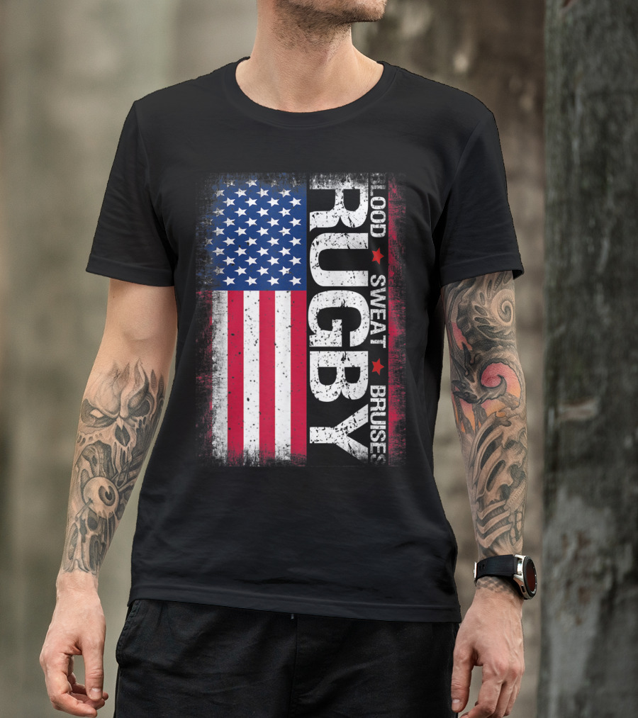 Usa Rugby American Flag Blood Sweat Bruises T-Shirt