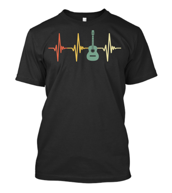 Vintage Acoustic Guitar Heartbeat Musician T-Shirt