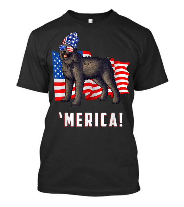4Th Of July Bouvier Des Flandres Dog 'Merica USA Flag Glasses Hat T-Shirt
