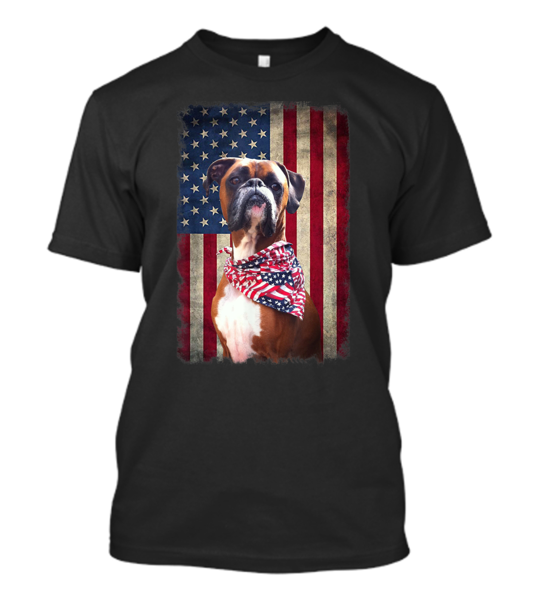 4Th Of July Boxer Dog Lovers Vintage American Flag Scarf T-Shirt