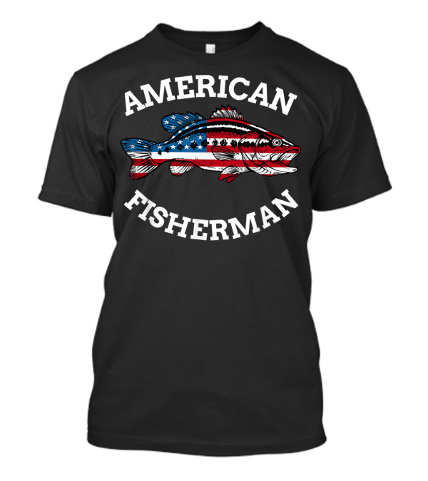 American Fisherman Flag Patriotic 4th Of July Fishing T-Shirt