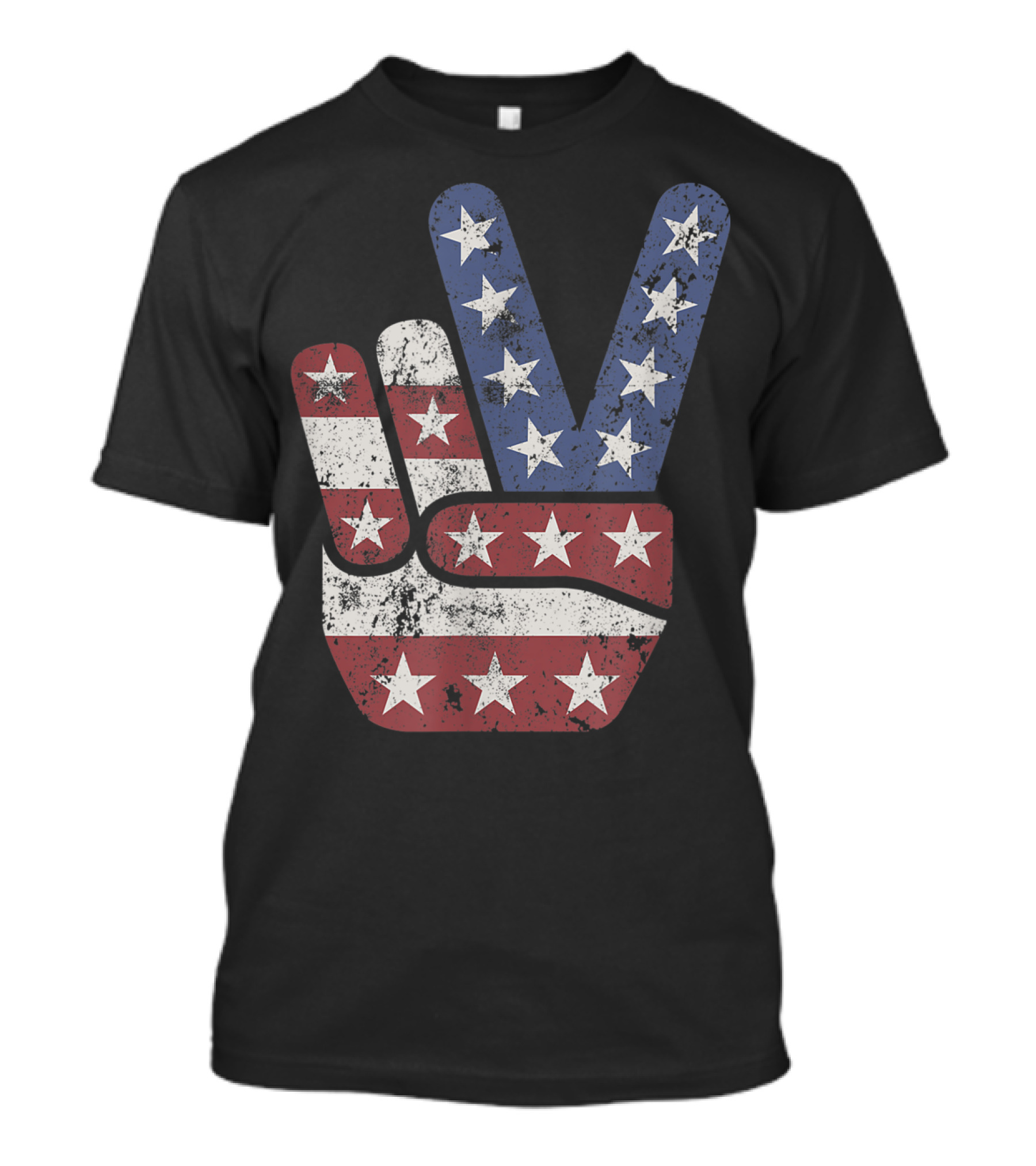 Fourth Of July American Flag Peace Sign Hand USA T-Shirt