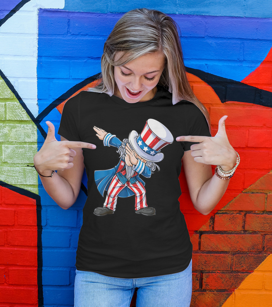4Th Of July Dabbing Uncle Sam American Flag Dance T-Shirt