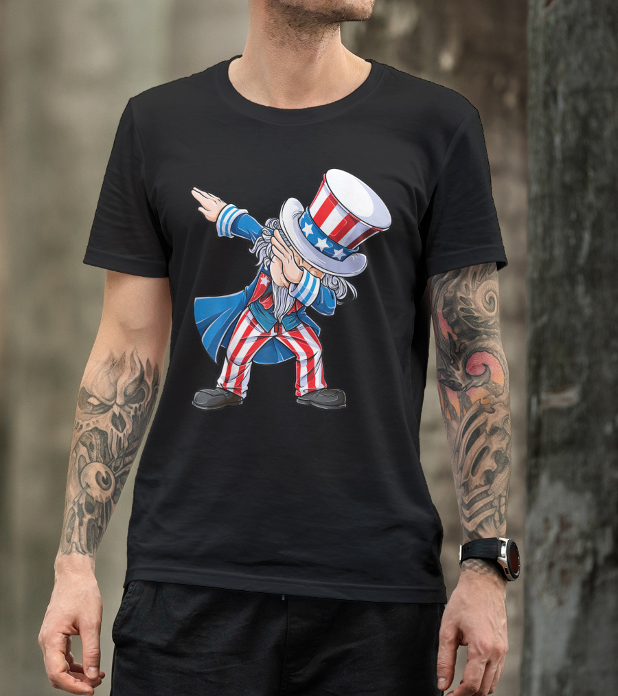 4Th Of July Dabbing Uncle Sam American Flag Dance T-Shirt