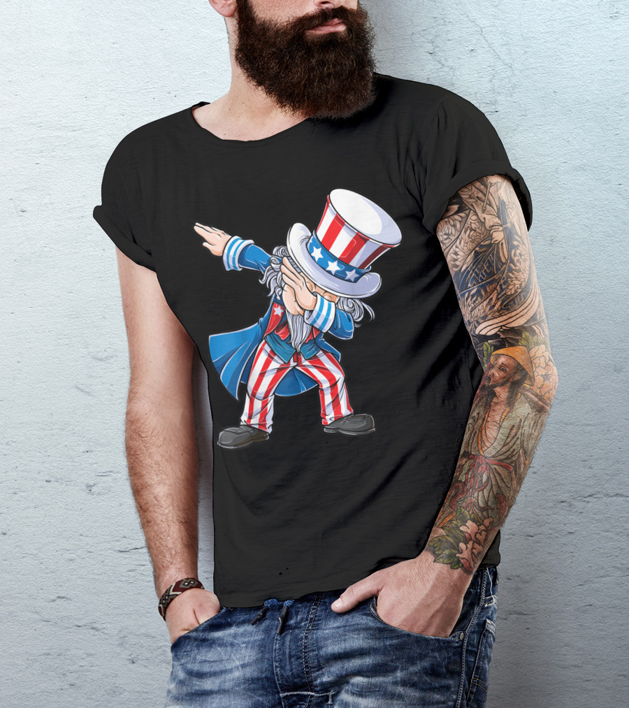 4Th Of July Dabbing Uncle Sam American Flag Dance T-Shirt