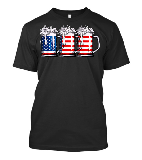 Fourth Of July Beer Mugs American Flag T-Shirt