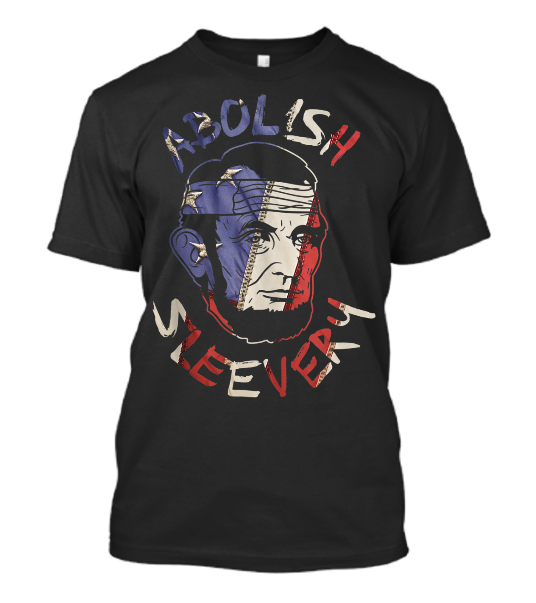 Abolish Sleevery Abe Lincoln Red White Blue Funny US T-Shirt