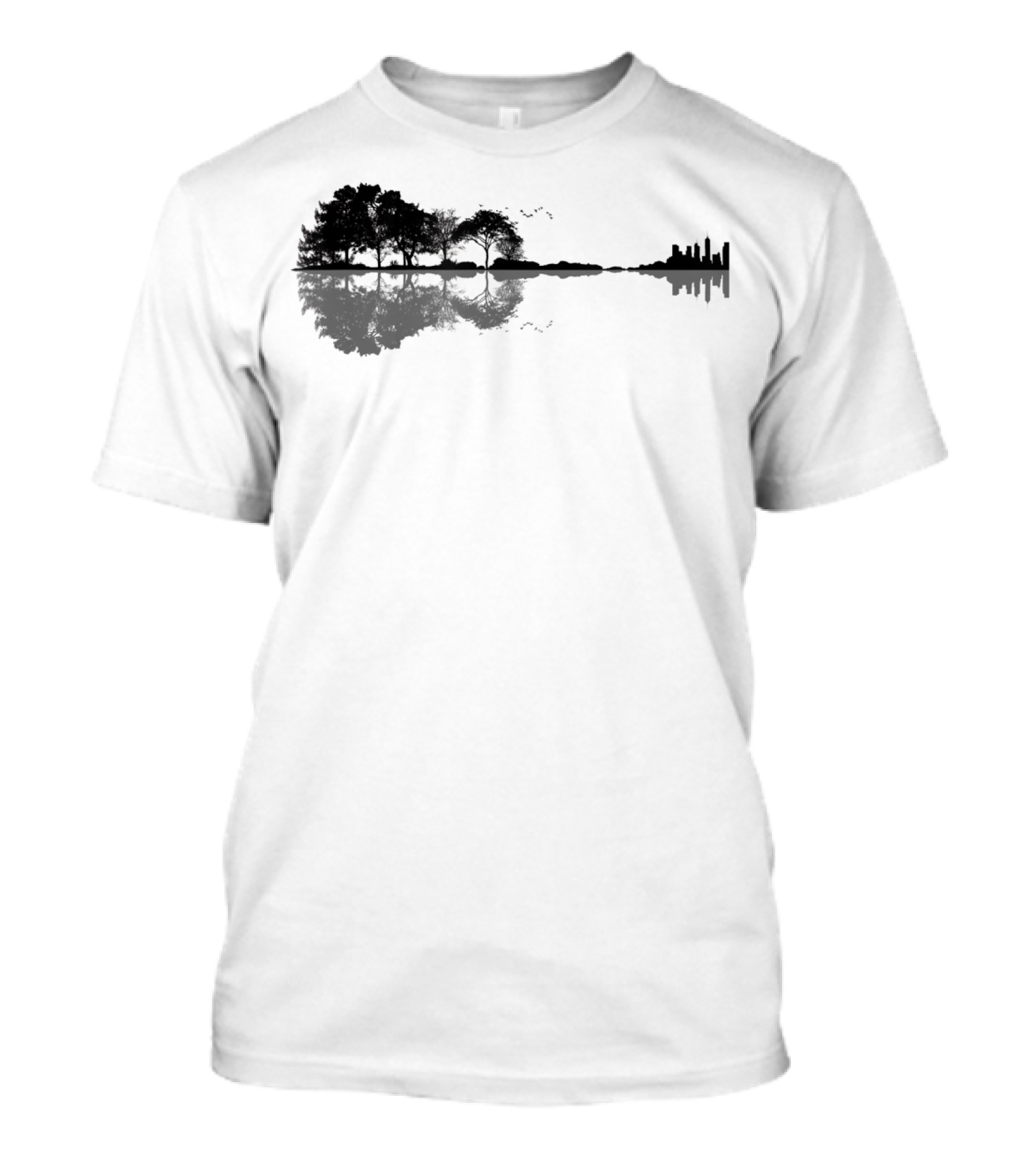 Acoustic Guitar Nature Forest Reflection Skyline Bass Guitarist T-Shirt
