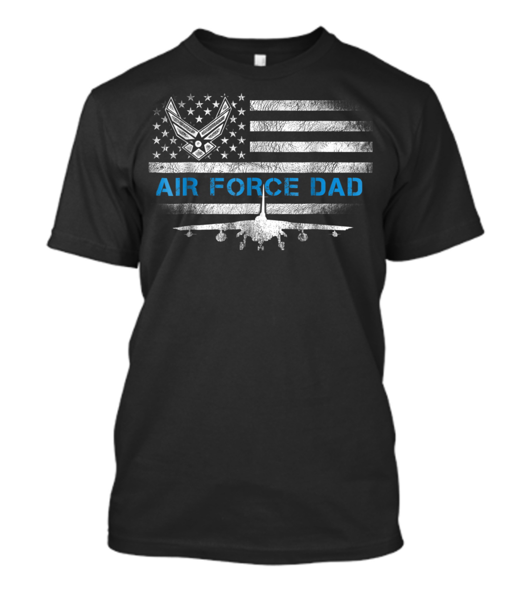 Air Force Dad American Flag F15 Jet Grunge T-Shirt
