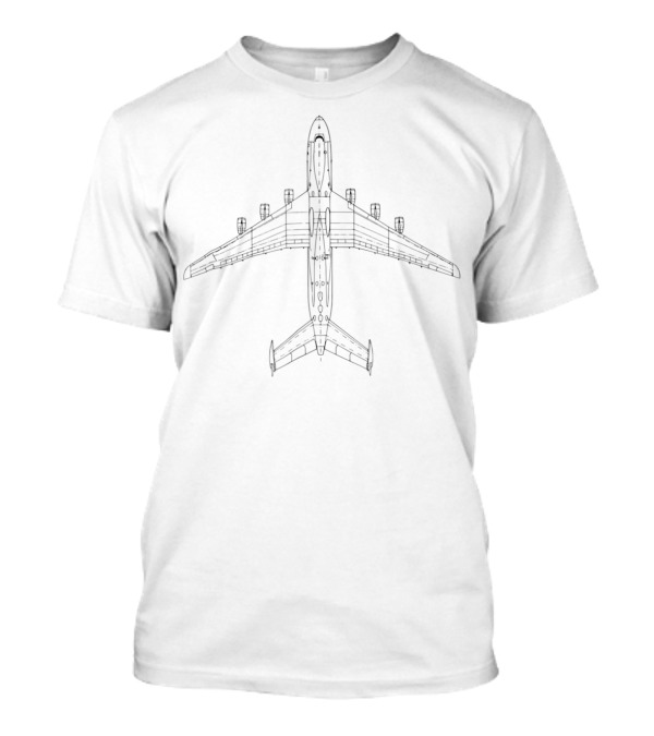 Aircraft Blueprint Top View Airbus A380 T-Shirt