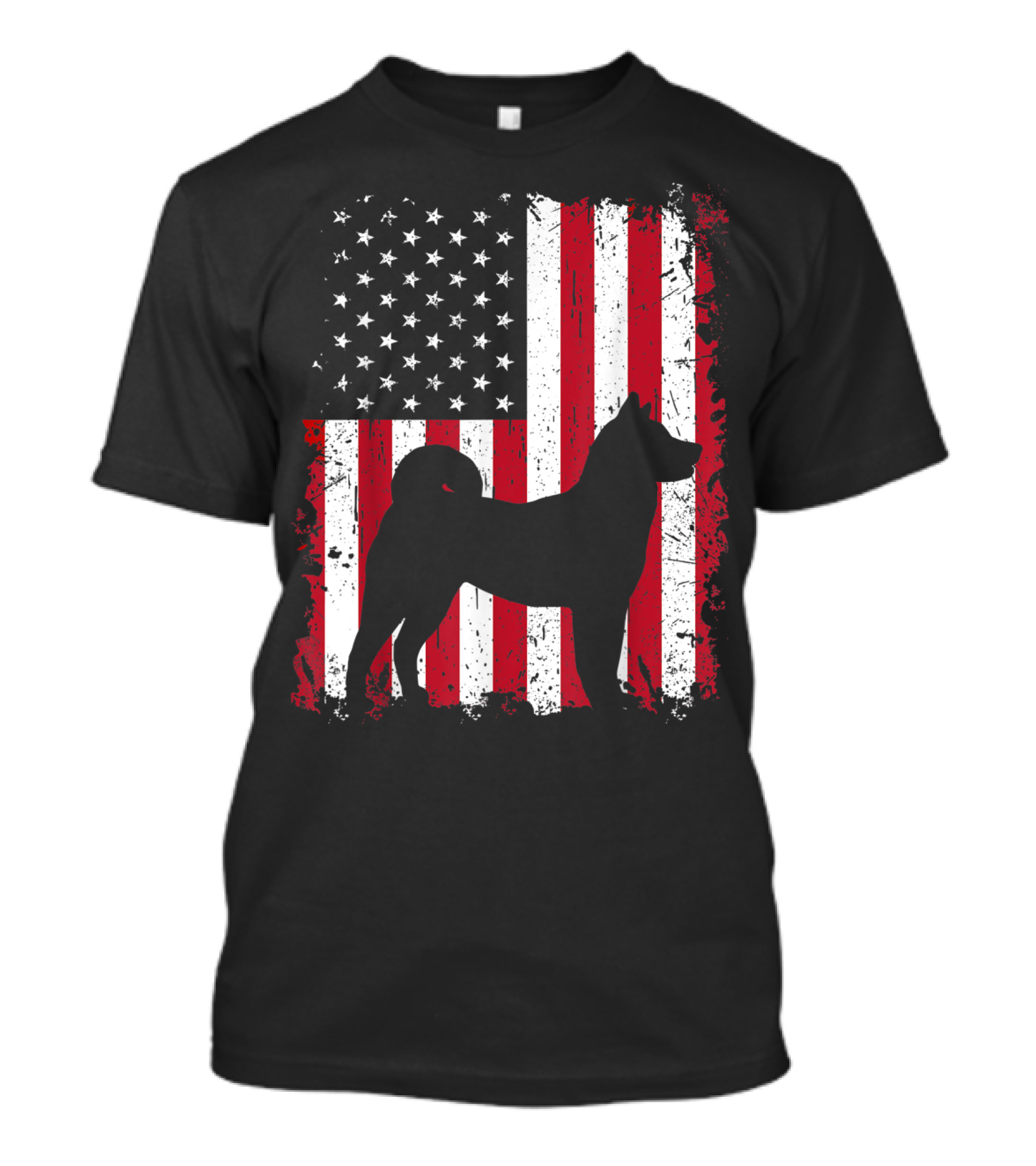 Akita Dog Silhouette American Flag 4th Of July Patriotic Usa Flag T-Shirt