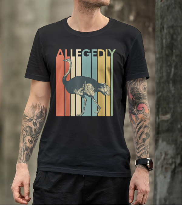 Allegedly Vintage Striped Ostrich Flightless Bird Lover T-Shirt