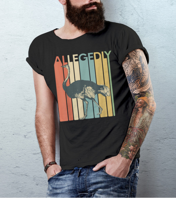 Allegedly Vintage Striped Ostrich Flightless Bird Lover T-Shirt