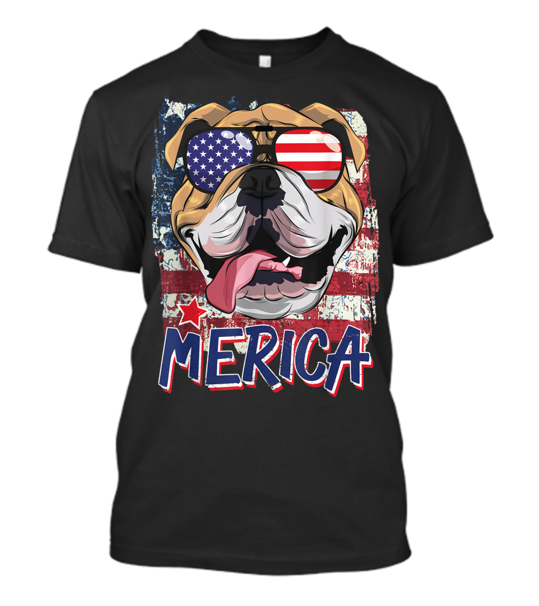 Merica American Flag English Bulldog Sunglasses 4th Of July T-Shirt
