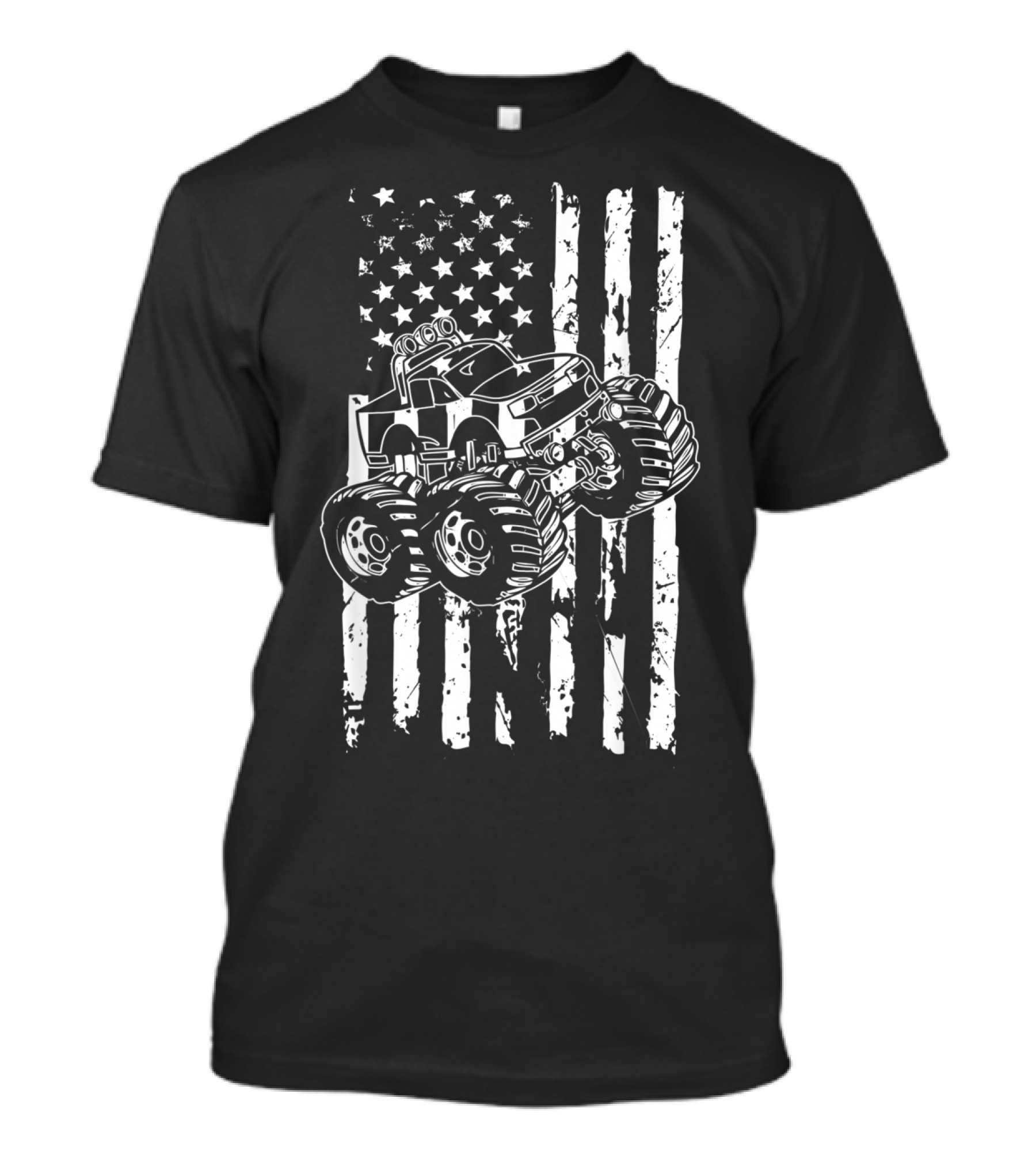 Patriotic American Flag Monster Truck For Boys And Men T-Shirt