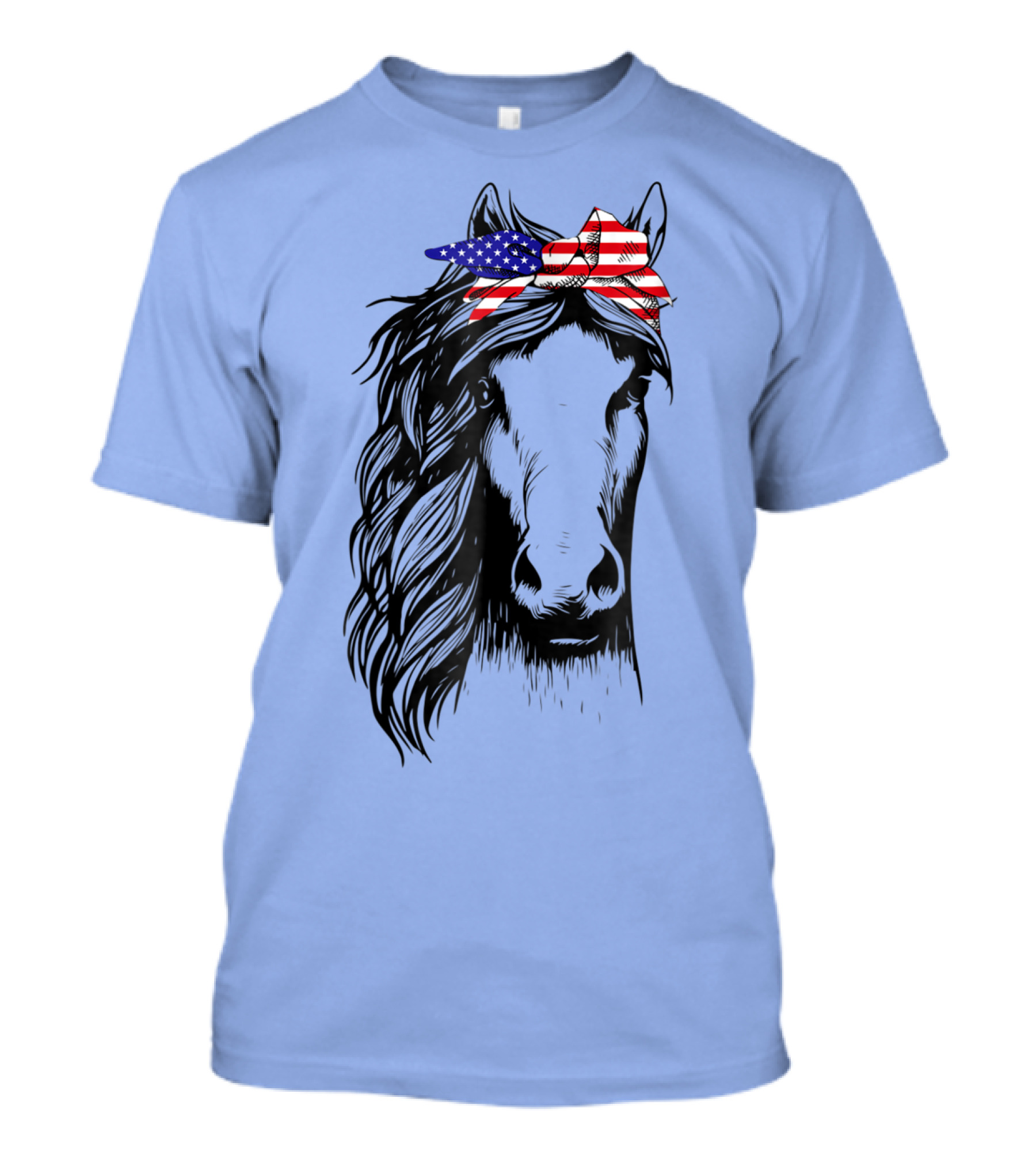 4th July US Flag Horse With Bandana T-Shirt