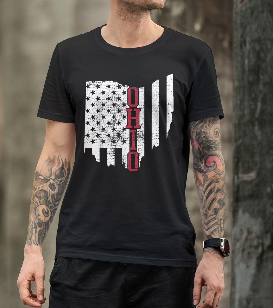 Ohio State USA 4th Of July American Flag Stars Stripes T-Shirt