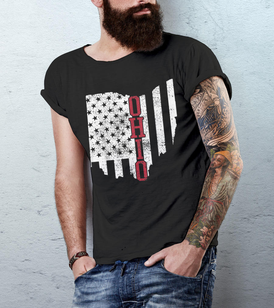 Ohio State USA 4th Of July American Flag Stars Stripes T-Shirt