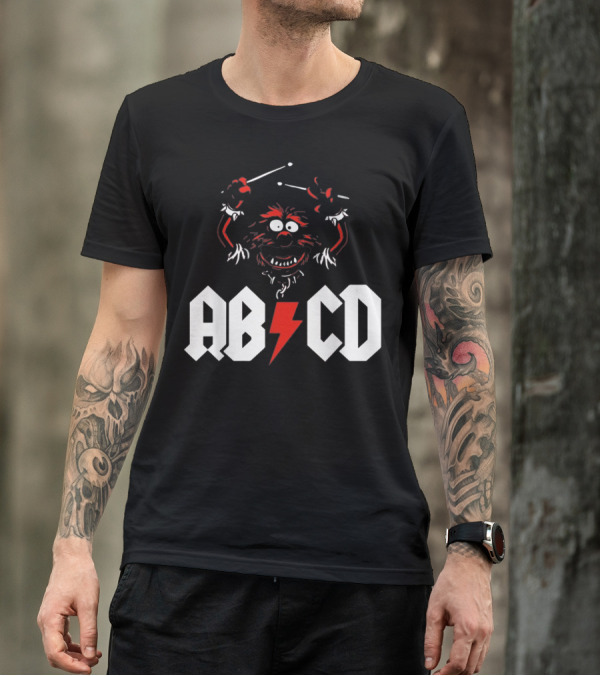 ABCD Drumming Drummer AC/DC Animal Muppet T-Shirt