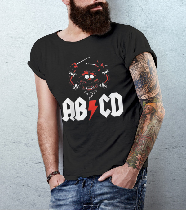 ABCD Drumming Drummer AC/DC Animal Muppet T-Shirt