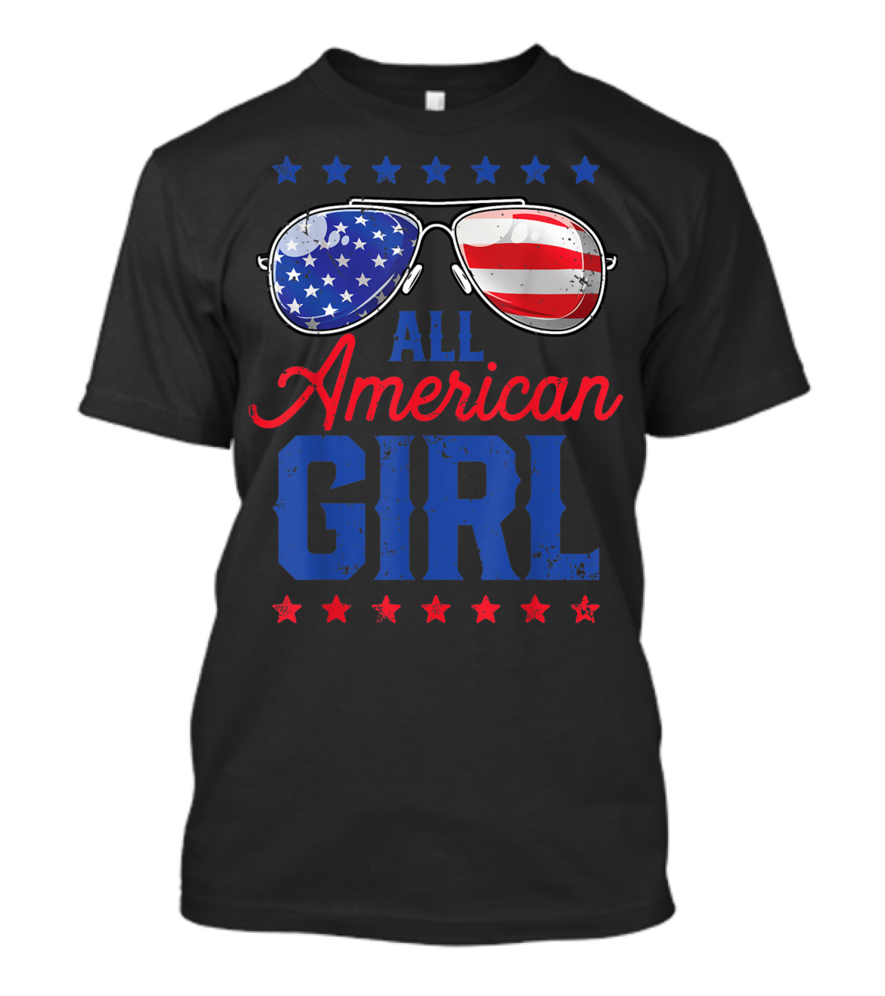 All American Girl Patriotic Stars And Stripes Sunglasses T-Shirt