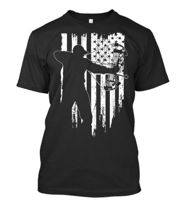 Patriotic American Flag Compound Bow Archer T-Shirt