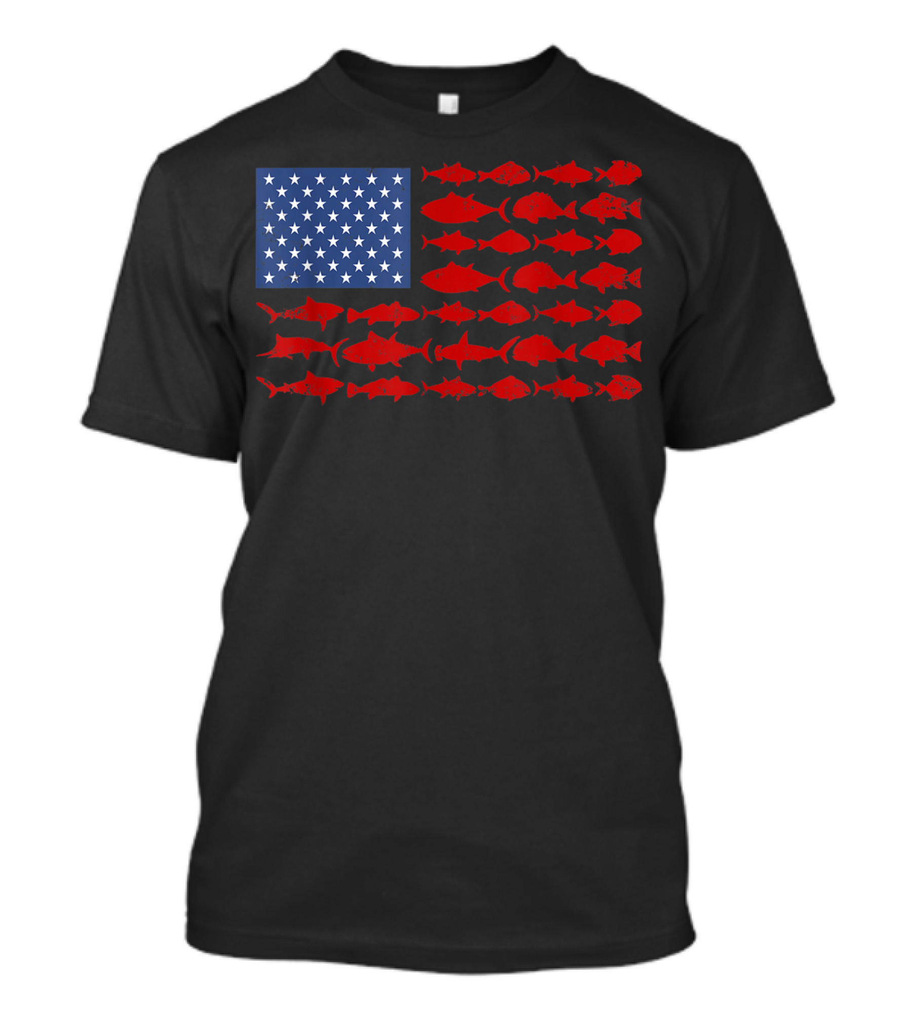 American Flag Fisherman Patriotic Fishing Fish Stars Stripes T-Shirt
