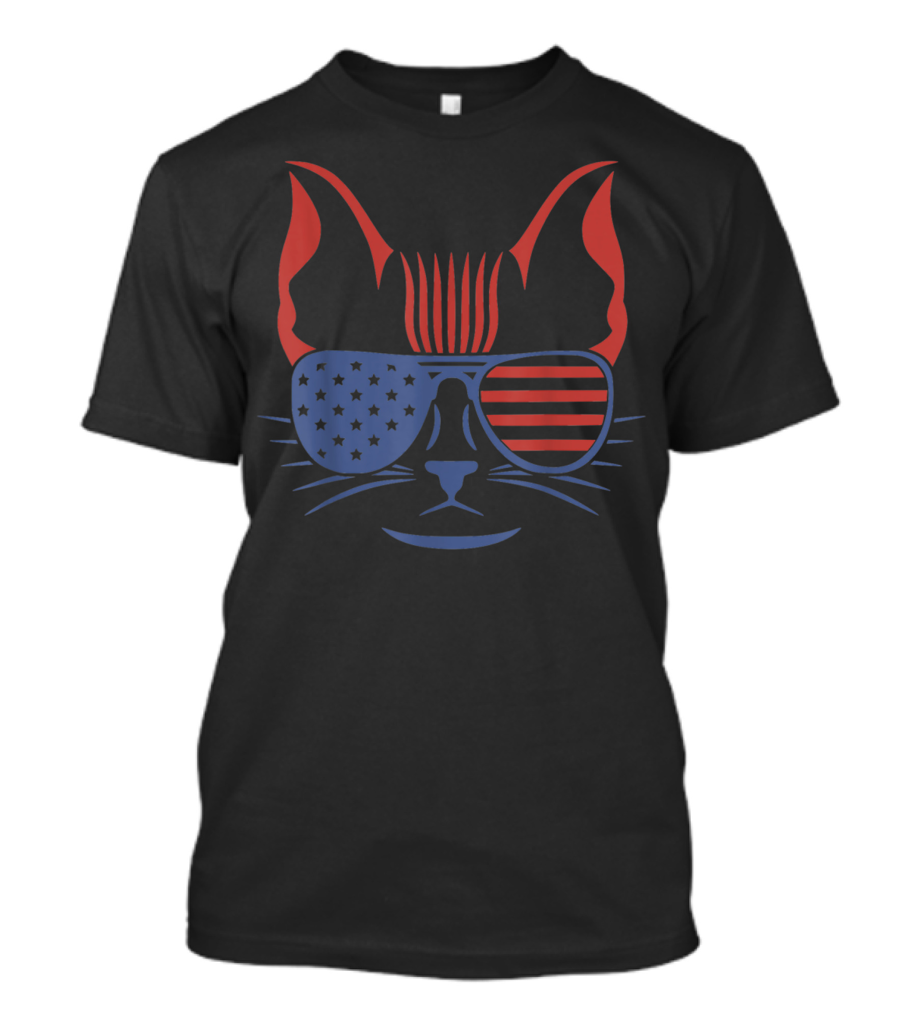 4th July American Patriotic Cat With Stars And Stripes Sunglasses T-Shirt