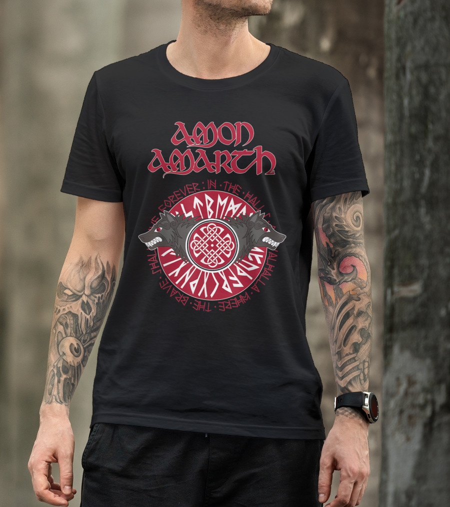 Amon Amarth Fenrir Nordic Wolf Valhalla Shield T-Shirt